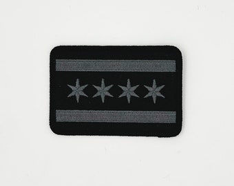 Black Chicago Flag Embroidered Patch