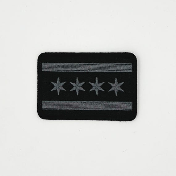 Black Chicago Flag Embroidered Patch