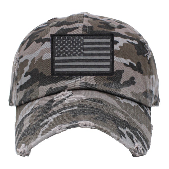 Blacked Out American Flag Patch Dad Hats