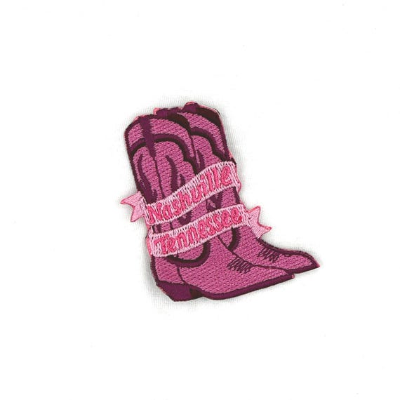 Pink Nashville Tennessee Boot Embroidered Patch