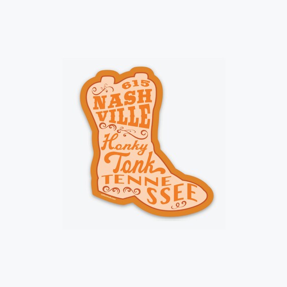 Nashville Honky Tonk Tennessee Boot Sticker