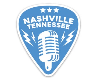 Nashville Tennessee Blue Guitar Pick Sticker