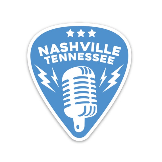 Nashville Tennessee Blue Guitar Pick Sticker