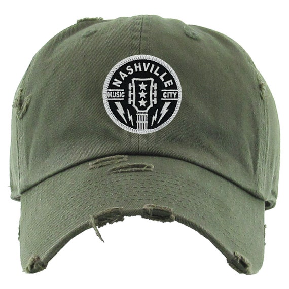 Nashville Music City Guitar Patch Dad Hats