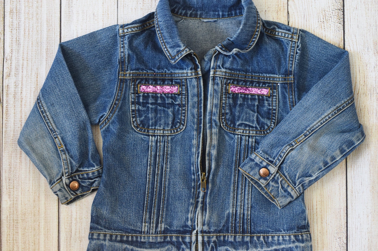 Girls Glitter DENIM Jean Jacket Size S Etsy
