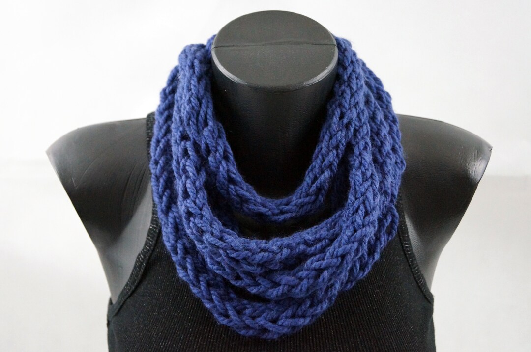 Kids Cowl Blue Infinity Knitted Scarf - Etsy