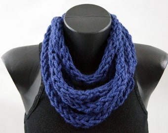 Kids Cowl Blue Infinity Knitted Scarf