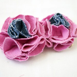 Pink DENIM Jean Flower Hair Clip Set - Etsy