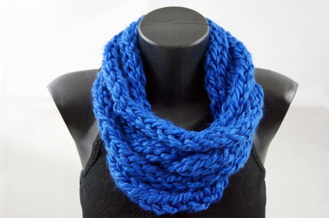 Kids Cowl Royal Blue Infinity Knitted Scarf - Etsy