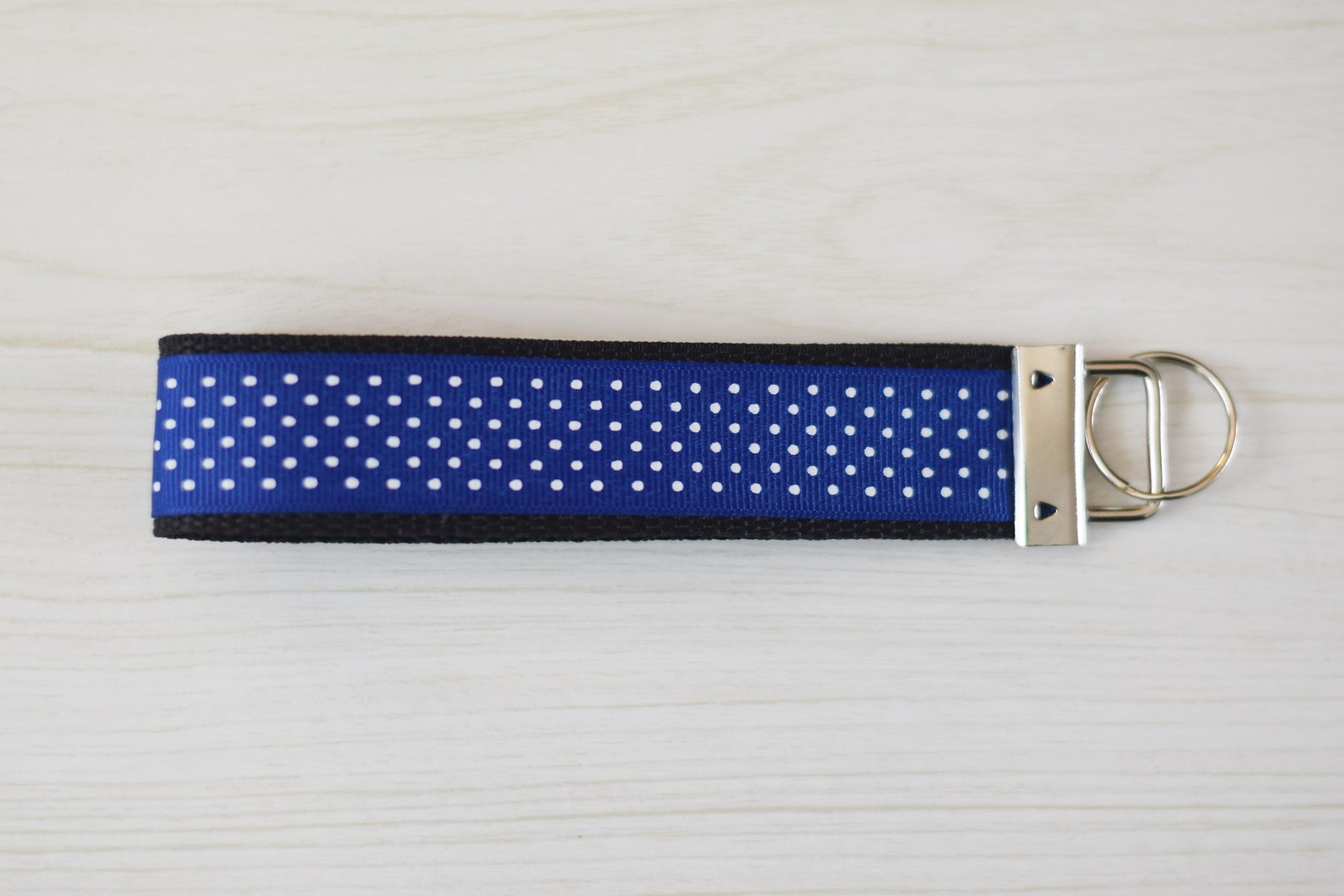 Blue Polka Dot Print Key Fob Key Chain Wristlet Key Fob Etsy