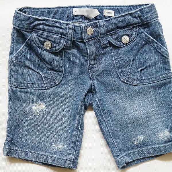 Girls Destroyed DENIM Jean Distressed Shorts Size 5