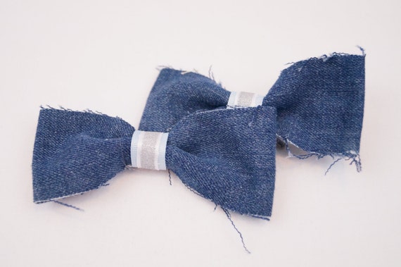 Jean DENIM BOW Hair Clip Set - Etsy display picture 2