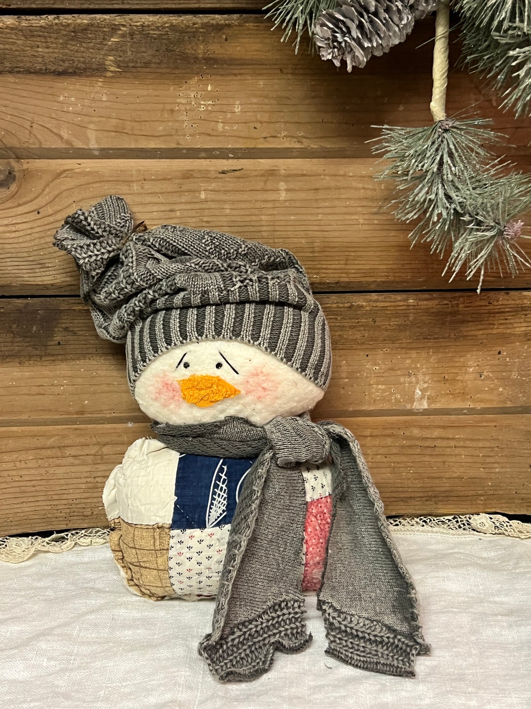 Small Quilted Snowman Antique Quilted Snowman Snowman - Etsy