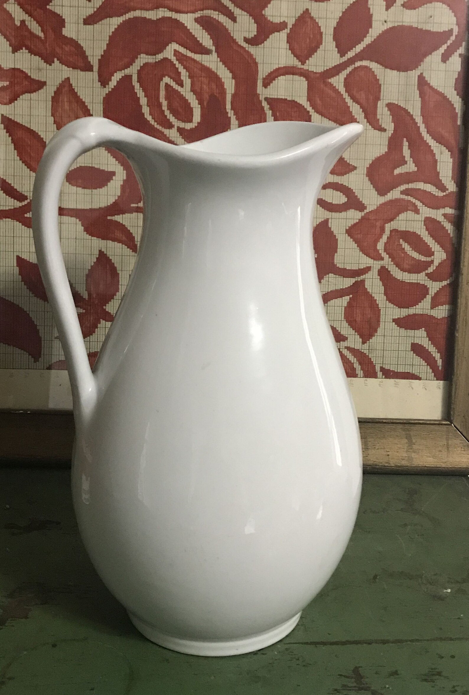 Huge Antique White Ironstone Farmhouse Water Pitcher Ewer Jug Etsy