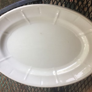 Antique White Ironstone Platter Persia Shape E. Corn 1850s Gothic Sydenham Variant Oval