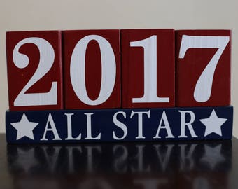 2017 All Star Baseball/Softball Wood Blocks, Baseball Wood Blocks, Softball Wood Blocks, Wood Blocks, Painted Wood Blocks,