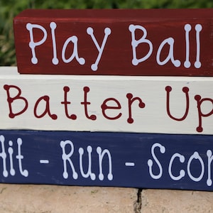 Baseball Wood Blocks Play Ball-batter Up Hit Run Score - Etsy