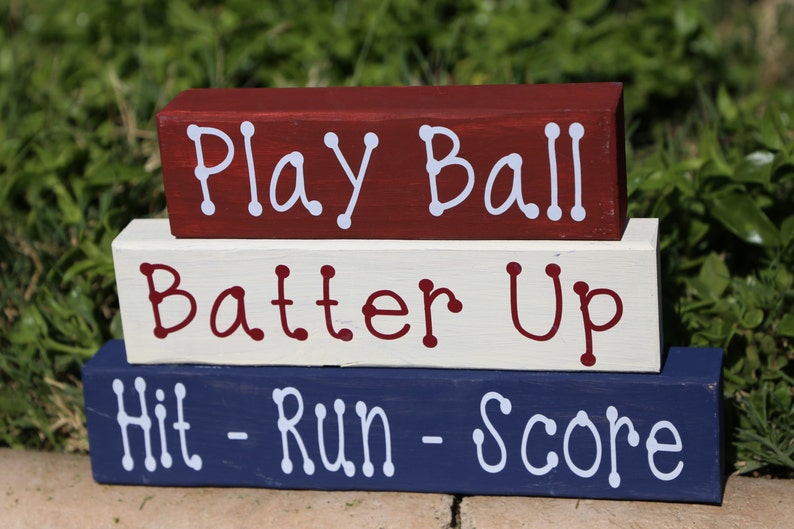 Baseball Wood Blocks Play Ballbatter Up Hit Run Score Etsy