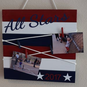 All Star Picture Board, Softball Allstar, Baseball Sign, Baseball Decor, Sports Sign, Patriotic, American, Red, White, Blue, Home Decor, image 1