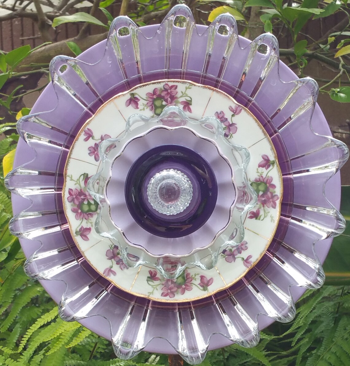 Glass Garden Art Suncatcher Yard Art Lavender Garden Decor Etsy