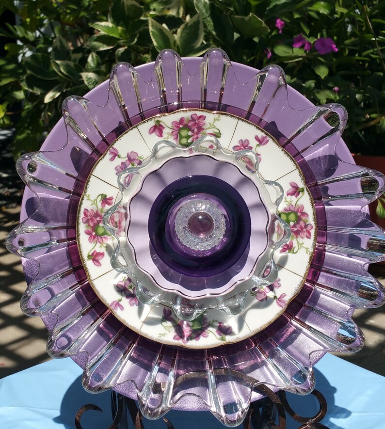 Glass Garden Art Suncatcher Yard Art Lavender Garden Decor Etsy