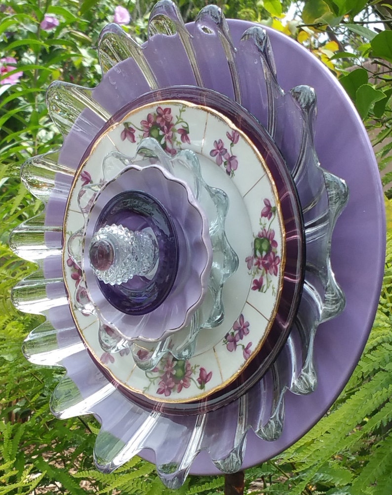 Glass Garden Art Suncatcher Yard Art Lavender Garden Decor Etsy