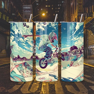 BMX 1 Straight Tumbler Wrap ,BMX Bike 20 oz Skinny Tumbler Sublimation Design,Instant Digital Download PNG,Seamless Design