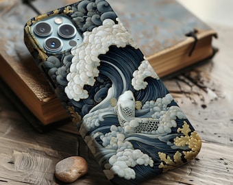 Koi Fish Phone Case: Japanese Art Style, Protective Tough Cover