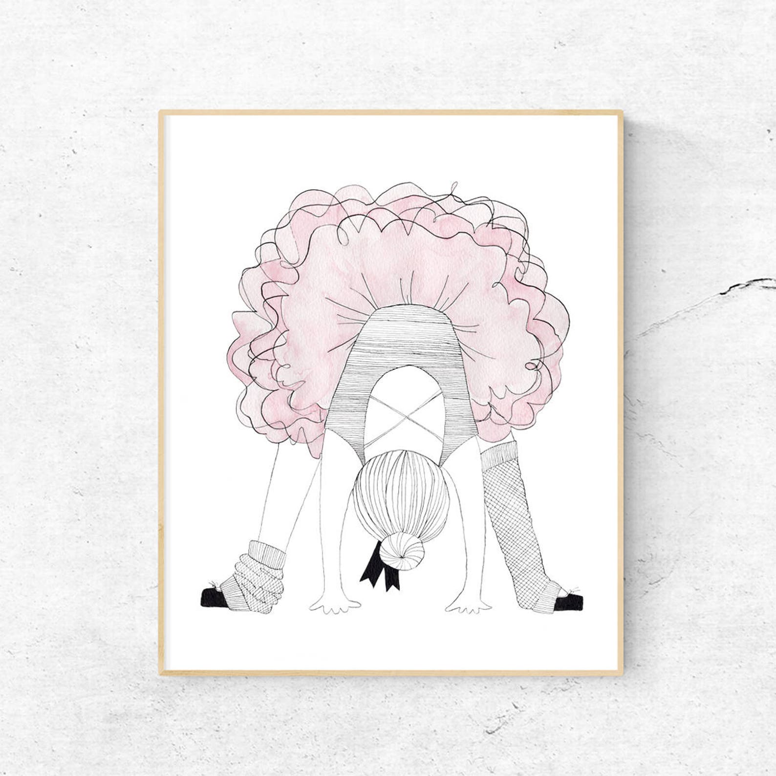 ballerina print | baby girl nursery art | ballet prints wall art | pink kids room decor