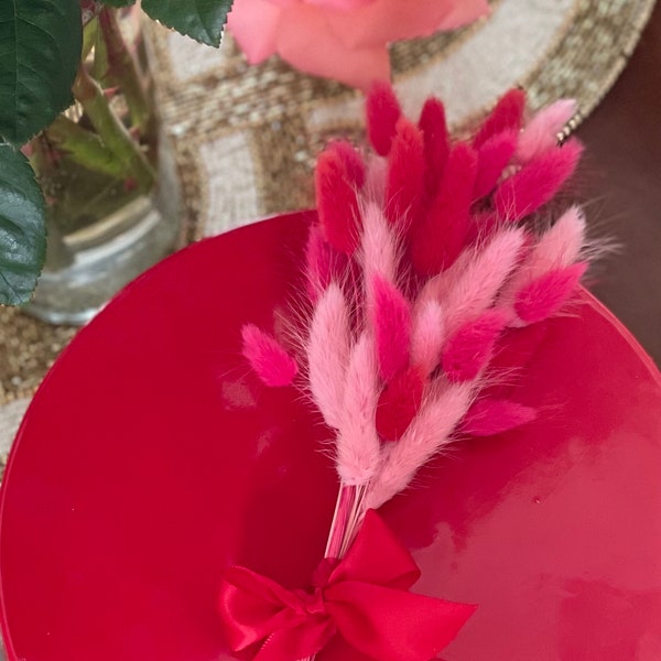Pink Dry Flower Bouquet | Pink Bunny Tails Lagurus Grass | Dry Flower Arrangement | Pink Home Decor and Gifts | Valentines Day Gifts