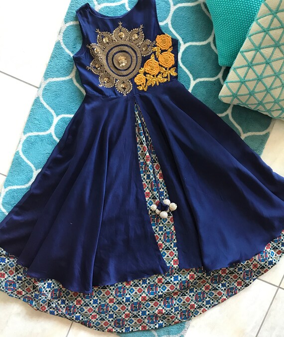 blue western gown