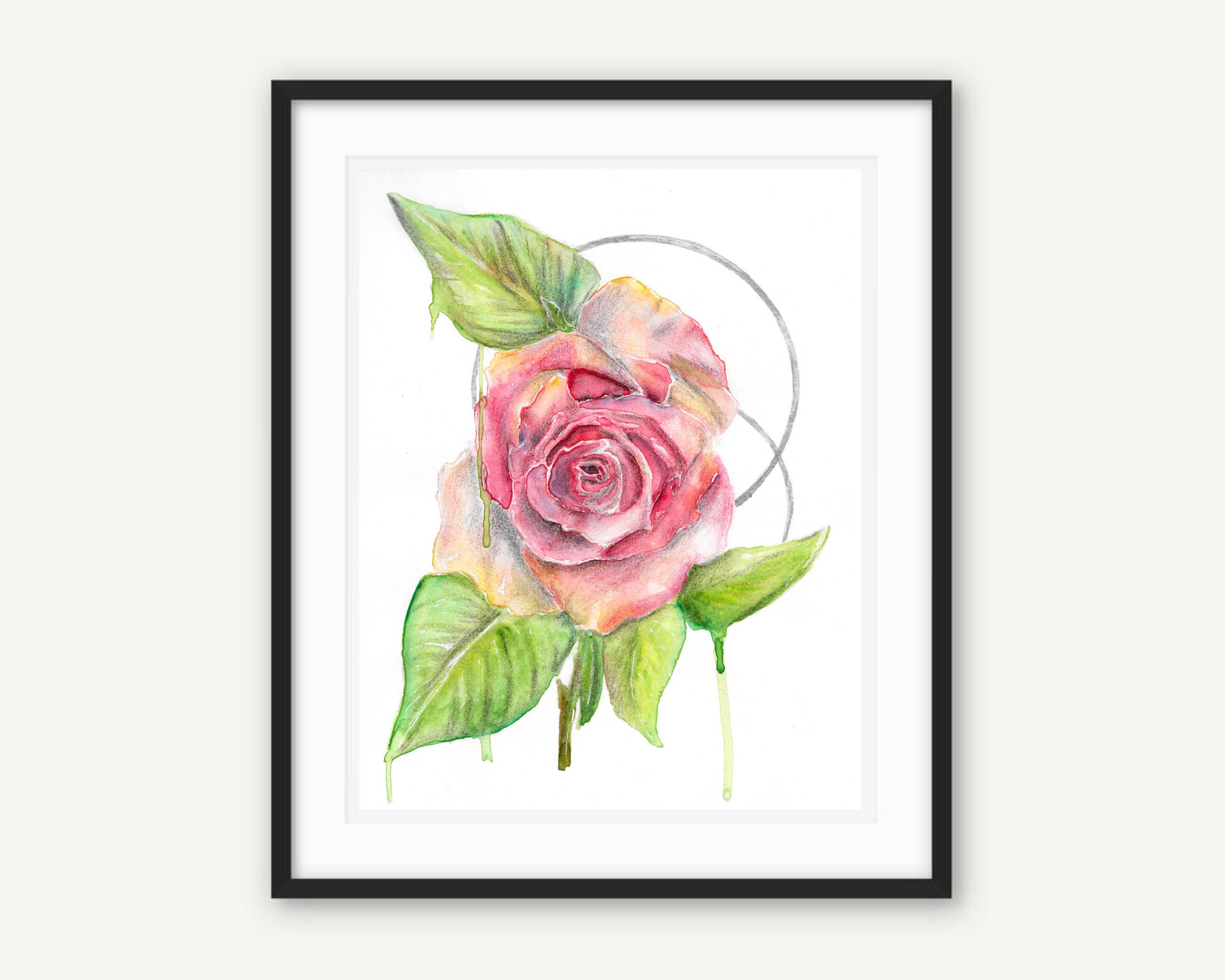 Aquarelle rose Print,