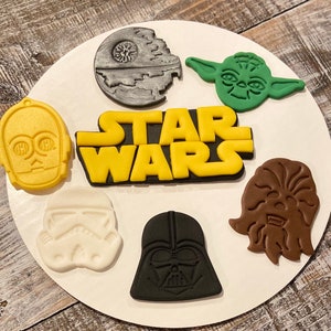Star Galaxy themed fondant cake toppers 7 piece set