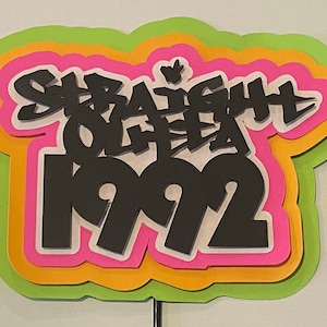 Retro Graffiti Card Stock cake topper - personalized