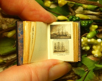 Sailing Ships of New England: Miniature Book 12th Scale, Hand-Bound Leather Dollhouse Library