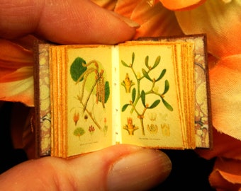 Flowers of the North: Miniature Leather Book, 12th Scale Dollhouse,