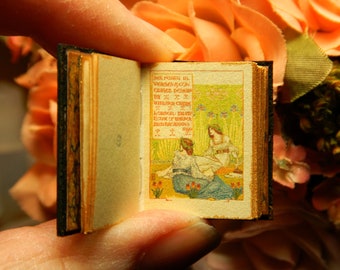 Floral Fantasy in an Old English Garden: a miniature book in 12th scale, hand bound with colour antique illustration by Walter Crane