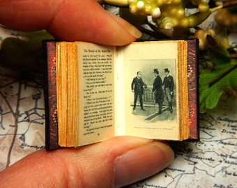 The Hound of the Baskervilles: a leather miniature book, hand bound in 12th scale,