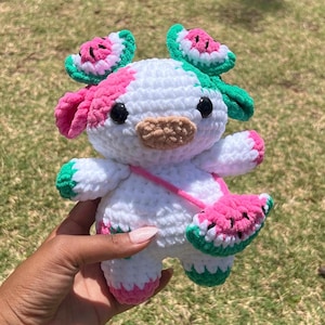 Vaca de frutas de peluche de ganchillo