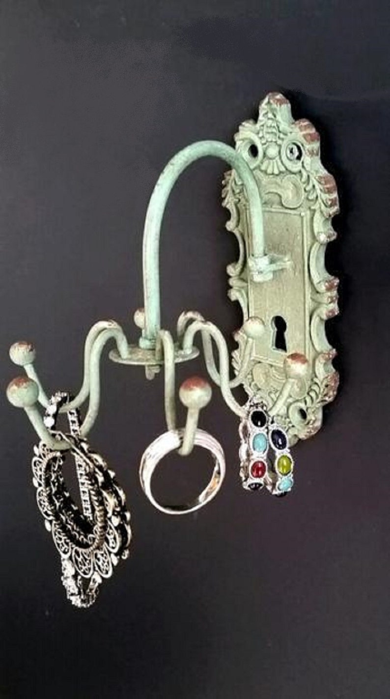 Turquoise Jewelry Spinner Wall Mounted Jewelry Holder Necklace Holder Vintage Jewelry Organizer Rustic Jewelry Organizer