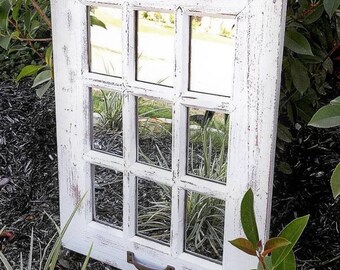 Wall Mirror, Rustic Mirror, Farmhouse Window Mirror, Farmhouse Bathroom, Decor, Vintage Mirror, Rustic Home Decor, Rustic Wall Decor, Rustic