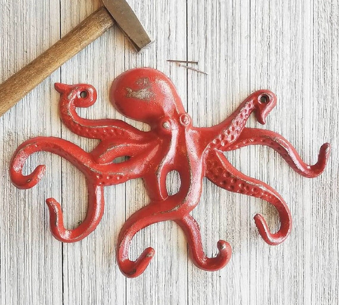Octopus Key Holder Octopus Decor Towel Holder Nautical Etsy