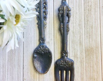 Spoon and Fork, Fork and Spoon Wall Art, Fork and Spoon Wall Decor, Coffee Shop, Wall Decor, Kitchen Decor, Kitchen Utensils Anthropologie