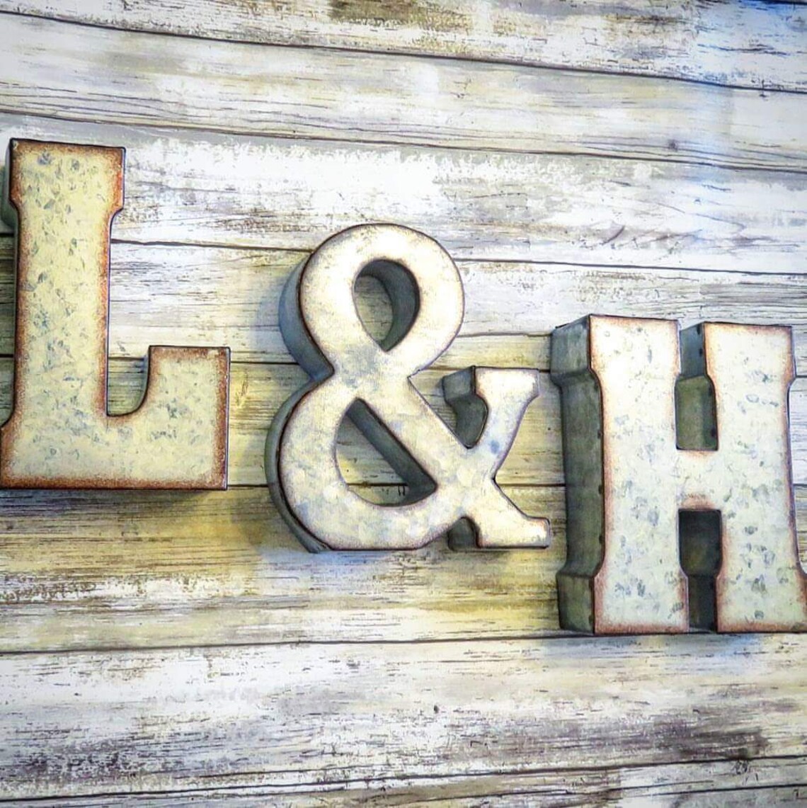 7 Metal Letters Metal Wall Letters Large Metal Etsy