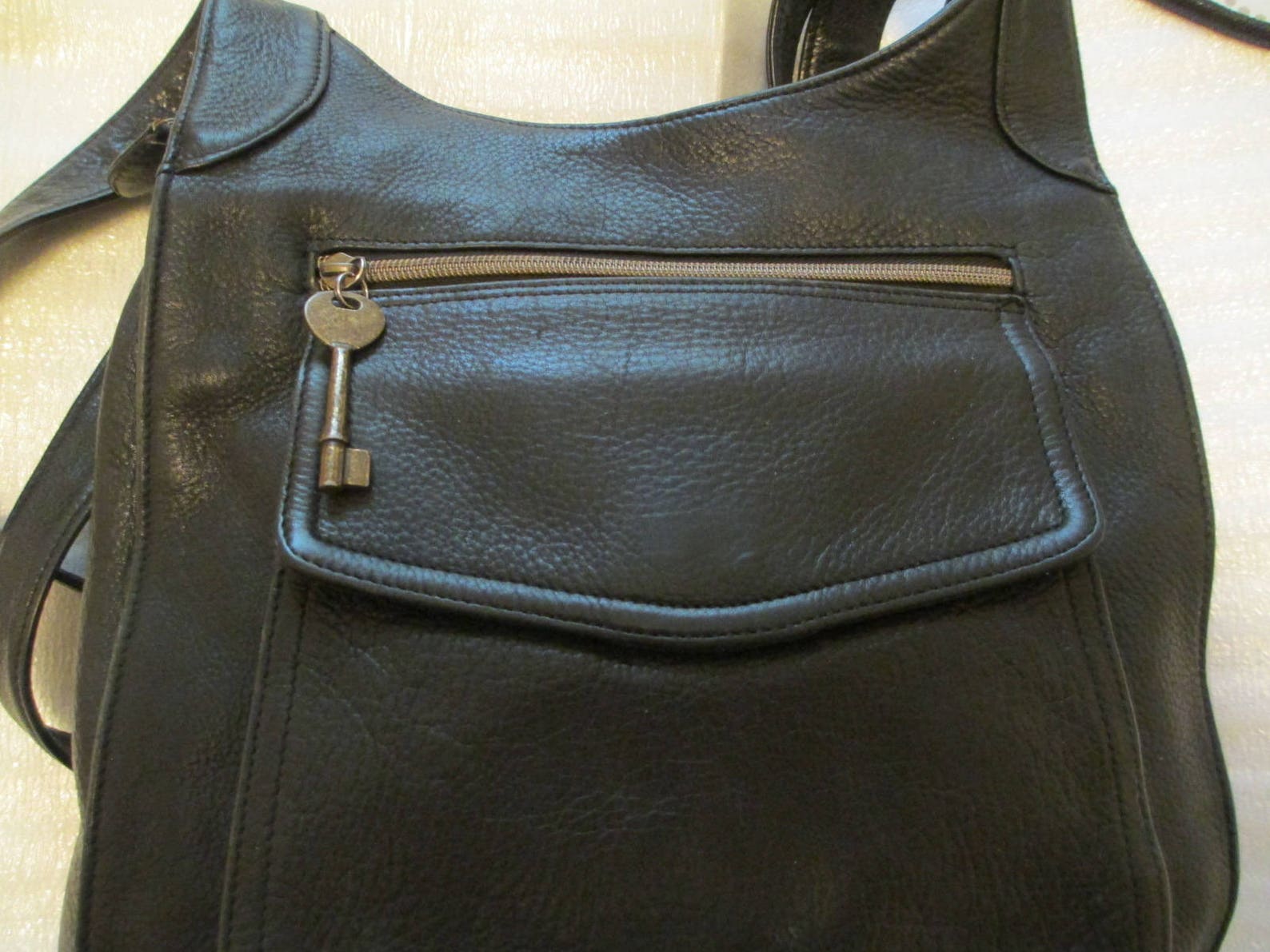 FOSSIL 1954 Black Leather Large Shoulder Bag Tote No. 75082 Etsy