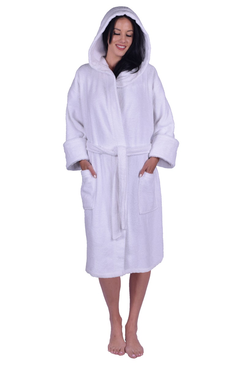 WHOLESALE BLANK Terry Cotton Hooded Unisex Bathrobe SM 100/% Turkish Cotton