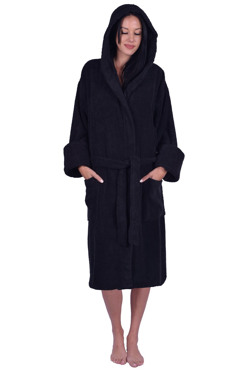 WHOLESALE BLANK Terry Cotton Hooded Unisex Bathrobe SM 100/% Turkish Cotton
