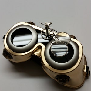 Steampunk goggles in antique gold with many finishes available looking glass mad max roll playing futuristic
