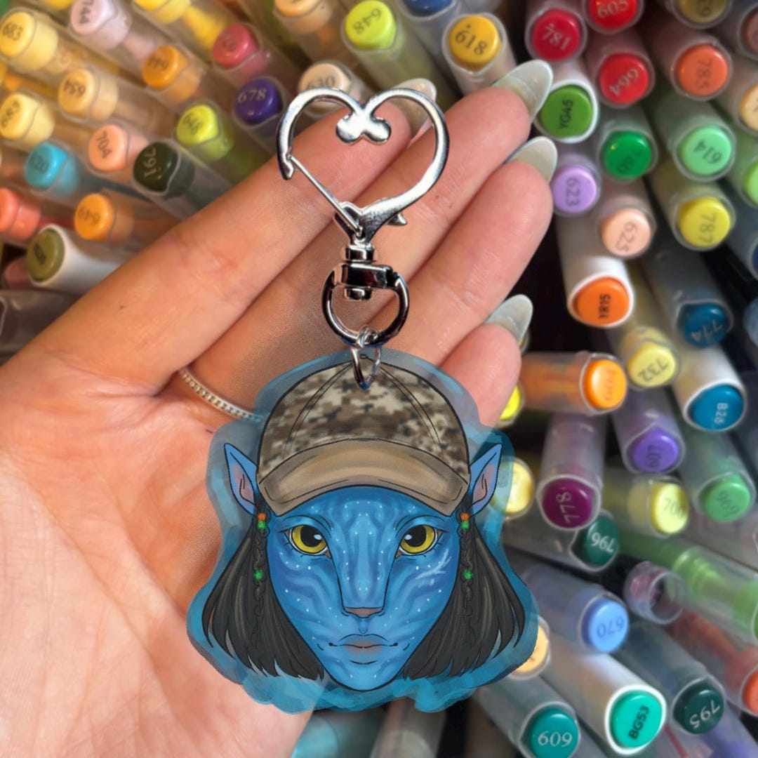 FOP Blue Alien INSPIRED Keyring! Blue Acrylic Double Sided Keychains ...