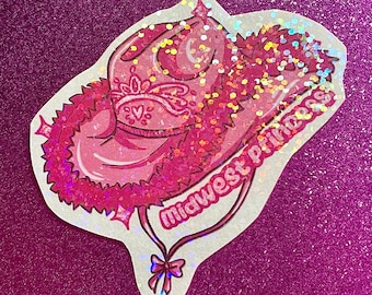 ¡Calcomanías de Princesa del Medio Oeste! Calcomanías holográficas inspiradas en Chappell Roan, sáficas, estéticas, caballos, vaqueras, lesbianas.